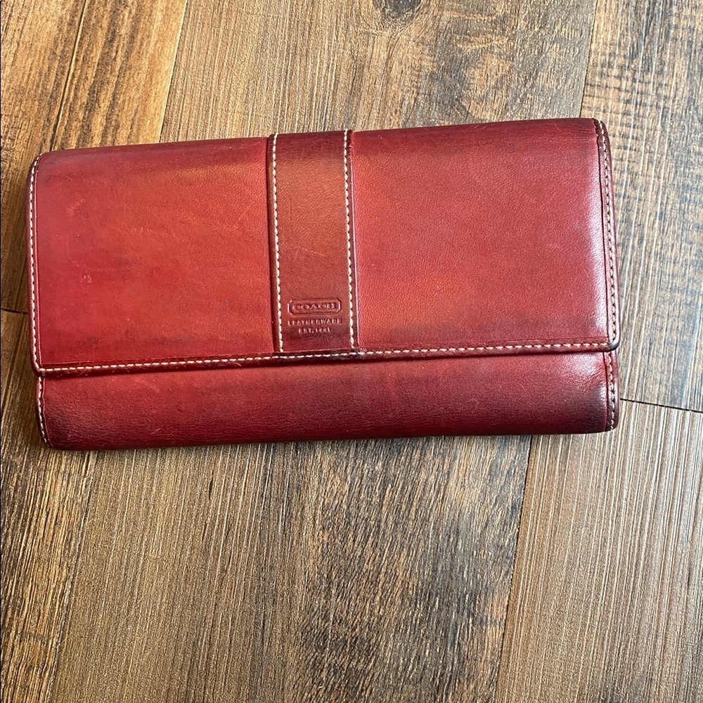 Coach Burgundy Leather Clutch